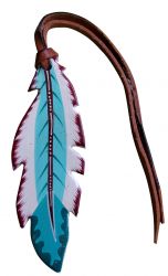 Teal and White Hand Painted Tie on Feather